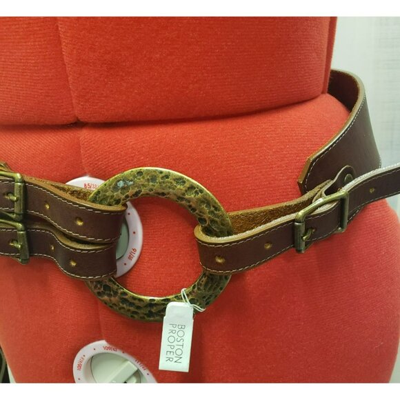Leatherock Ring Hip Belt, Brown Cognac Leather, NWT Boston Proper, MSRP $129
